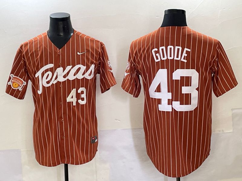 Men 2025 Texas Longhorns #43 Goode Brown stripe Joint Name Nike NCAA Jersey style 6